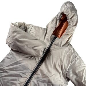 Operation Warm‎ Kids Beige Hooded Puffer Jacket Orange Fleece Lined Sz 5/6 Coat
